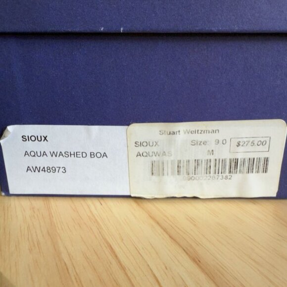 Stuart Weitzman 9 M Loafers Aqua Washed Boa Snake Sioux - Picture 10 of 10